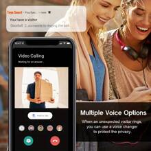 智能无线门铃，可视门铃摄像头，高清可视门铃，配备2.4G WiFi安全摄像头，适用于家庭安防，功能包括夜视、变声、拍照/录像、双向语音、门铃声（无WiFi）、可充电、APP控制 - 黑色 - 查看 6