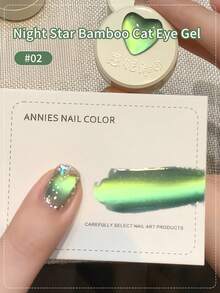 annies 5ml Summer Night Star Bamboo Green Cat Eye Gel Polish - Soak Off UV/LED Nail Varnish Green Glass Bead Cat Eye Gel Nail Salon DIY 1pc/3pcs - 彩色 - 查看 4