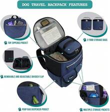 Dog Travel Bag Backpack, Airline Approved Dog Bags For Traveling, Puppy Diaper Bag Supplies, Pet Camping Essentials Hiking Accessories Dog Mom Gift, Food Container, Collapsible Bowls, Navy Blue - 藏蓝色 - 查看 5