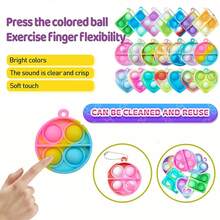 Pop Fidget Keychain Mini Fidget Toys Bulk Party Favors For Kids 4-8,8-12 Year Boys Girls Push Pops Bulk Toys Its Small Prizes For Kids Classroom Birthday Party Favors Bubble Poppers - Multicolor - View 6