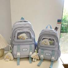 2024 新韓国ファッション小学生高校生スクールバッグ女性シンプルな大容量バックパックコンピュータバックパック - ホワイト - チェックする 10