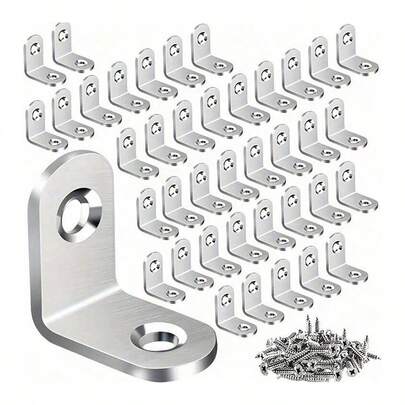 30 件重型 L 型角支架不锈钢角撑 - 适用于橱柜、家具、碗橱、椅子和抽屉 - 包括 10 个支架和 20 个螺丝 - 多用途连接器