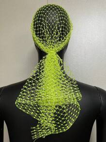 1 peça 90 cm strass embutidos rede de pesca touca de cabelo lenço de cabeça elástico envoltório de cabeça bandana feminina