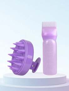 3件套/2件套护发套装，包含喷雾瓶（200毫升/300毫升）、发根涂抹瓶、染发油涂抹瓶 - 染发瓶和头皮按摩刷，可清洁头皮并按摩头部，缓解压力，促进头发生长，男女通用沐浴刷 - 让您的洗发日更轻松快捷，在家即可享受沙龙级美发体验 - 白色+粉紅色 - 查看 17