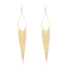 1 Pair Golden Tassel Chain Elegant & Delicate Pendant Earrings