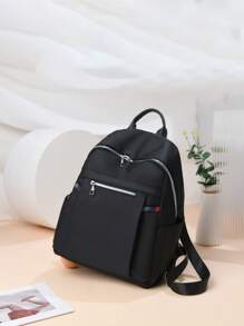 1 Pieza Mochila con múltiples bolsillos, casual y combinable, para estudiantes de escuela secundaria y universidad, mochila escolar, mochila de ocio y viaje para uso diario, con diseño de correa para equipaje, mochila versátil y de doble uso para el transporte