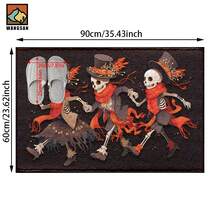 1 pieza Alfombra antideslizante para baño con diseño de calavera bailarina de Halloween, hecho de material de cachemira artificial con decoración esponjosa, apto para puertas, baños, cocinas y otras ocasiones, lavable a máquina, antideslizante, decoración diaria, puede ser un regalo - Multicolor - Ver 16