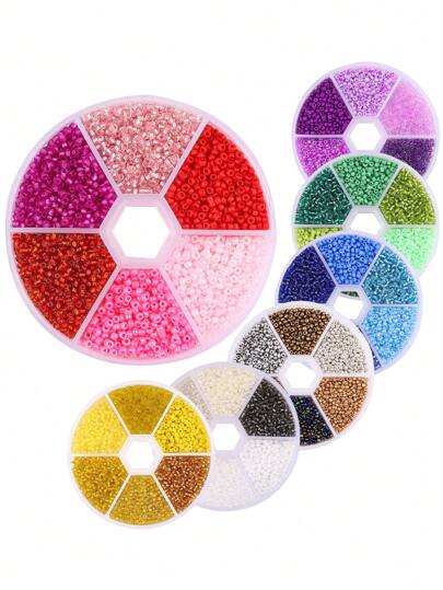 1900/3900 حبة أرز من الزجاج 2/3 مم مجموعة مزيج 6 ألوان لعيد القديس باتريك، مواد خرز DIY يدوية، اكسسوارات مجوهرات، مجموعة خرز فضفاضة في صندوق - هدية عيد الحب للحبيبة