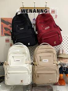 1件装返校经典基础款背包，带笔记本电脑隔层和可调节肩带，空间宽敞，多口袋设计，轻便休闲旅行背包，适合女性/女孩/青少年/学生/毕业生，是日常使用、外出、旅行、上学和返校的理想之选。 - 彩色 - 查看 3
