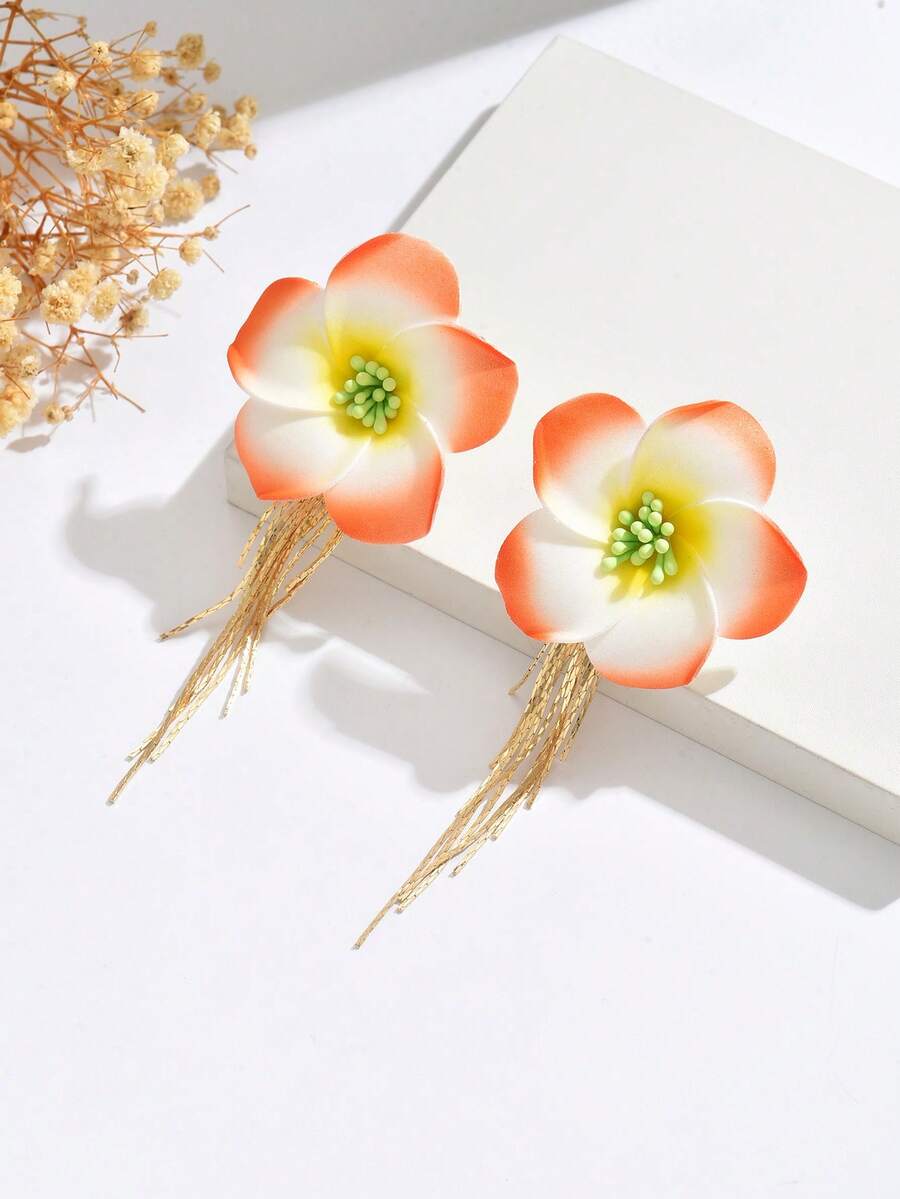 1 对优雅渐变色蛋白石花流苏耳环，独特设计适合女性日常、度假和派对佩戴