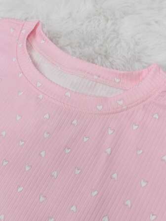 2 件套女士夏季轻盈休闲花卉印花荷叶边短袖上衣和短裤睡衣套装，两件套休闲套装