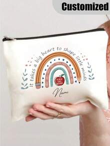 个性化花卉化妆包：非常适合伴娘、新娘送礼会、旅行收纳、圣诞礼物 - 彩色 - 查看 4