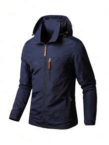 Men's Casual Waterproof Windbreaker, Men's Coats, Winter Coat, Hoodies, Camping, Hiking Jacket - 寶藍色 - 查看 8