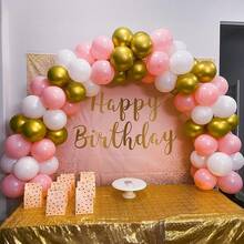 Juego de globos rosados – 12 pulgadas de metal, rosa claro y látex blanco, macarón pastel, decoración de fiesta para niñas y mujeres, cumpleaños, boda, baby shower, día de San Valentín kit de globos rosa metálico, rosa claro y blanco estilo macaron de 12", perfecto para decorar fiestas femeninas, baby showers, bodas y San Valentín con un toque dulce y delicado - Oro rosa - Ver 6