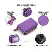 Compact Zip Wallet With Clear ID Window – Stylish PU Leather For Everyday Use - màu đen - Xem 10