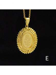 18k Gold Plated Vintage Arabic Style Pendant Necklace, Oval Shape, Bridal Wedding Party Jewelry Gift For Women - Pendant - View 5