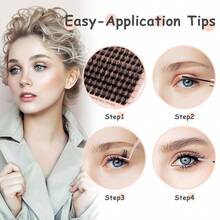 Lash Clusters 144 PCS 10 Mm Volume Lashes Eyelash Clusters D Curl Cluster Eyelash Extensions Natural Wispy Cluster Lashes Reusable Individual Thick Lash Extension QD10mm Selected For You - Black - View 6