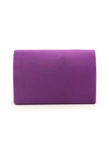 Glitter Women Clutch Purple Color Fashion Lady Evening Bags Party Wedding Chain Shoulder Envelope Design Shoulder Box Purse With Elegant Rhinestones Necklace Earrings Jewelry Set For Wedding Bridal