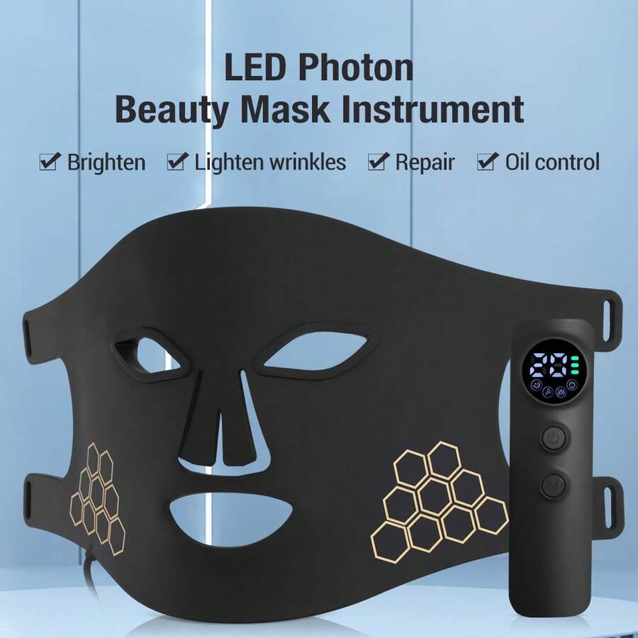 Hailicare LED Photon Beauty Mask Instrument USB Electronic Mask IPL Rejuvenation Lightens Fine Lines Brighten Skin Tone Repair Skin Promote Absorption Facial Skin Care