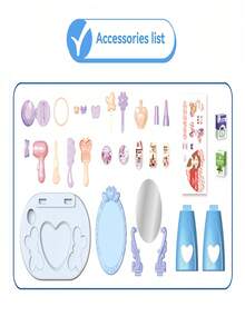 3-6岁女孩趣味梳妆台化妆桌过家家玩具套装，含化妆镜和梳子，互动亲子玩具，圣诞节/生日礼物（配件颜色随机）