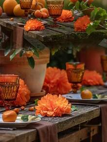 9 个橙色纸花球、创意纸花球、纸球悬挂纸花球、纸巾花球悬挂装饰、纸泡泡球悬挂纸花球装饰、婚礼派对庆祝活动装饰