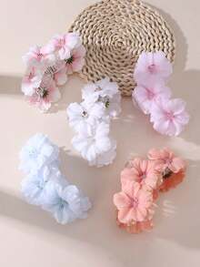 发夹 1 件装 女士夏季波西米亚风格花朵发夹，白色、蓝色、粉色、米色，简约优雅，适合日常、度假装扮发饰优雅爪夹，学校用品，大学 - 彩色 - 查看 2