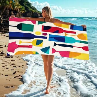 TOPSSCTR 1 pièce Serviette de plage colorée - Idéale pour la plage, la piscine, la salle de gym, le yoga et le camping. Serviette de gym avec un motif vibrant. Serviette de plage polyvalente