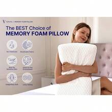 Gel Memory Foam Pillow Standard Size 1 Pack Firm Pillow For Neck And Shoulder Support Orthopedic Firm Cooling Contoured Memory Foam Pillows For Back Side Stomach Sleepers - 原味白 - 查看 2