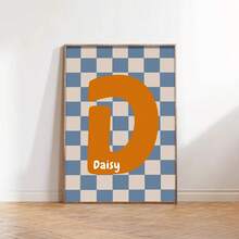 1pc, Custom Initials Printing, Personalized Plaid Poster, Baby Boy Room Decor, Baby Boy Gifts, Kids Room Wall Art, Wall Art Prints, Bedroom Decor, Unframed - Multicolor - View 15