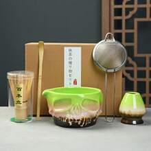 Ciotola da tè in ceramica giapponese con petali, set tradizionale retrò per matcha, utensili da ufficio, ristorante e per bere caffè