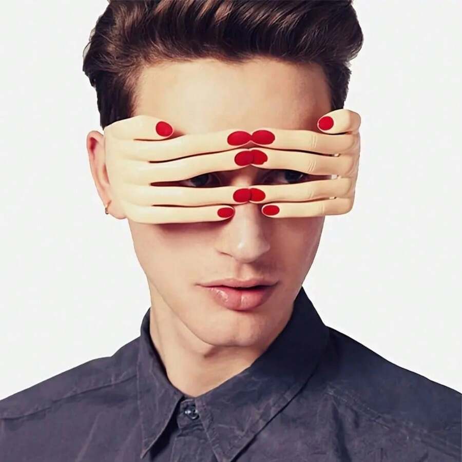 1/2/5 件新颖手形眼镜，搞笑派对眼镜，独特时尚配饰，适合舞蹈和活动，创意男女通用，万圣节装饰，街头摄影夸张无框眼镜 - 彩色 - 查看 1