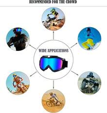 Gafas de Off-road, Gafas de Esquí Antivaho para Hombres y Mujeres, Motocicleta ATV - Negro - - Ver 5