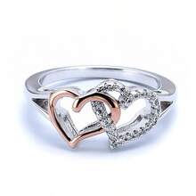 1PC Dazzling Women's Fashion Heart Ring Bride Wedding Band Engagement Party Birthday Anniversary Christmas Gifts For Women Girlfriend Fine Jewelry US Size 5-11# - 金色 - 查看 5