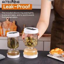GCTECHING 1个带过滤器的腌菜容器，干湿分离，适用于腌制蔬菜和橄榄，带叉子，防漏密封食品容器，倒置式腌菜容器，可重复使用，用于储存黄瓜、橄榄和其他食物。 - 無色 - 查看 3
