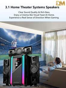 DM-3203, Bluetooth Computer Speakers With Subwoofer And Wireless Control, Immersive Sound, Premium Audio With Multiple Inputs, USB Speakers - Black Color Black Channels 3.1 Speaker Smart Home Stereo Speakers Fashion PC Stereo Speakers Bluetooth For Conference Excellent Multimedia, Music Festival