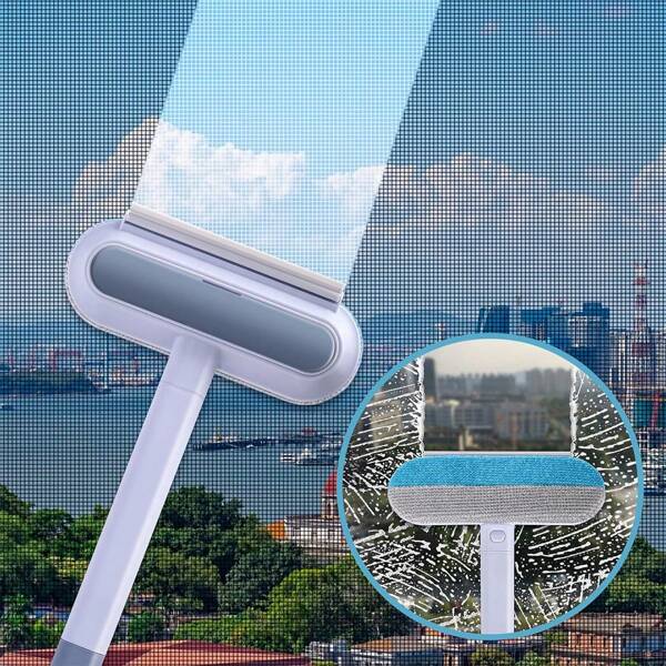 Escova mágica multiuso para limpeza de janelas com capa de malha removível, sem necessidade de eletricidade, design ergonômico, adequada para pisos, paredes e vidros - Ferramentas de limpeza doméstica e comercial de plástico durável, adequadas para hotéis, escritórios, residências, presentes de Halloween, presentes de Natal, design leve, ferramentas de limpeza comercial | Produtos de limpeza da moda | Design ergonômico, produtos para limpeza de janelas