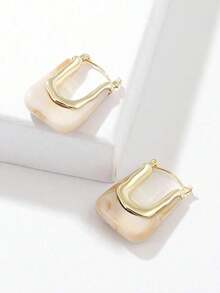 Geometric Design Earrings - White - View 10