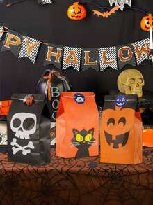 24/32/40/48pcs Halloween Candy Bags With Stickers - "Trick Or Treat" Themed Candy Bags, 8 Different Designs, Suitable For Party Favors, Candy Bags With Fun Sticker Sets, Great For Halloween Party Activities And Gifts - Multicolor - View 4