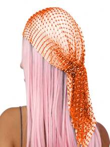 1 peça 45 cm Bandana para cabelo feminino, lenços de com strass para chapéus, lenço de rede de pesca