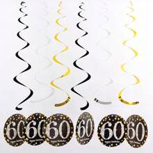 1set Rose Gold PVC Spiral Happy Birthday Swirl 18/21/30/40/50/60/70/80 Years Old Hanging Ornaments Birthday Party Decorations Birthday Decor