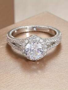 1 Stück eleganter & luxuriöser 925er Silber Moissanit Verlobungsring für Frauen - hochwertiges, anspruchsvolles Design, geeignet für den täglichen Gebrauch und Partys, ein ideales Geschenk für die Freundin, Jahrestag, kreativer & einzigartiger Schmuck