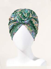 1 件女士印花头巾，轻奢非洲风格头巾帽，重要场合佩戴头巾 - 彩色 - 查看 15