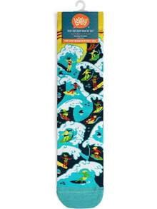 Calcetines Divertidos Lavley Para Hombres - Regalos Novedosos Para Fanáticos del Deporte, Golf, Pickleball, Levantamiento de Pesas, Carreras y Más - ¡A surfear! - Ver 3