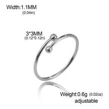 LIKGREAT 1 Pc Women's Stainless Steel Double-Ended Spiral Ball Adjustable Open Ring, Fashionable Minimalist Design, Gift