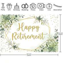 1pc Happy Retirement Backdrop - Eucalyptus Leaves Retirement Party Decorations - Sage Green Greenery Congrats Photo Booth Prop