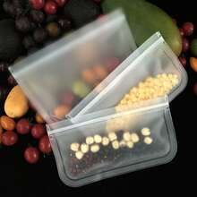 5个装EVA食品保鲜袋，冰箱食品储存袋，水果蔬菜包装袋，食品密封袋，可重复使用