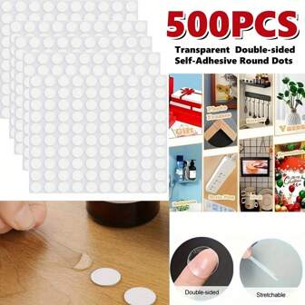 500 个双面防水胶点 - 强力粘性、无损且可重复使用的粘性垫，用于标签和组织、电缆/包裹管理，适用于塑料和橡胶