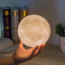 1pc Moon Lamp, 3D Moon Night Light With Base Galaxy Light, Soft Warm White Nightlights For Home, Decorative Night Light For Home Decor, Suitable For Boys, Girls - Yellow - View 7