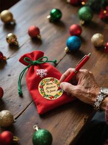 320 张/卷圣诞花环牛皮纸便签卷，6 种图案，大尺寸 3.8 厘米，礼物、卡片、婚礼、圣诞节、节日派对、礼品、信封、卡片 DIY 装饰、可写便签贴纸、PVC 贴纸、学校用品、返校 - 彩色 - 查看 4