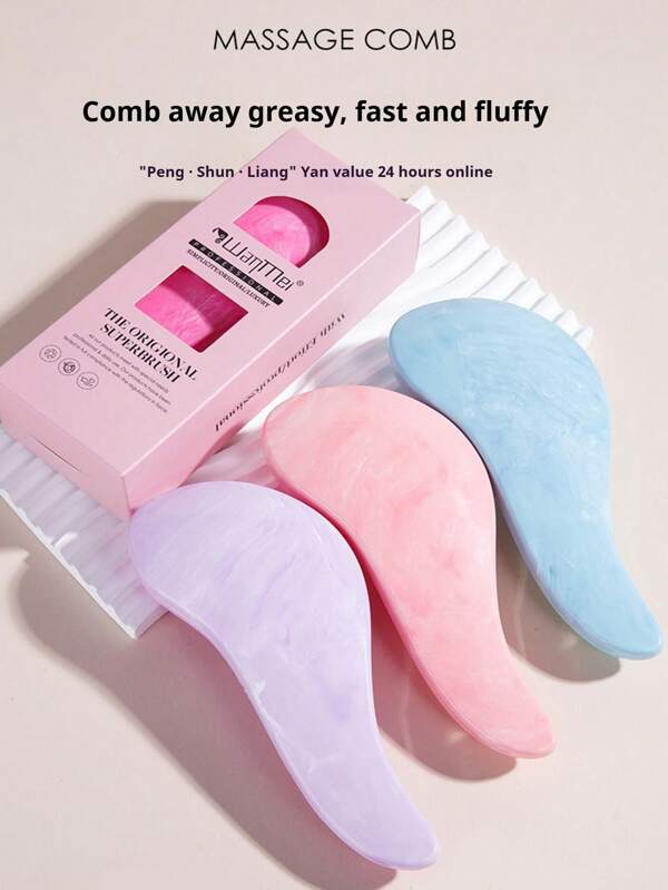 1PC Four Season Universal Color Box Packaging, With A Graceful Texture Design And Plastic Hair Comb, Multi Colored Large Curved Comb, Large Hair Handle Comb, Head Massage Handle Comb, Made Of ABS Material, Hair Styling, Hair Stuff, Comb Hair ,Hair Accessories, Hair Styling Kit, Hair Tool Kit, Hairstyling Set
